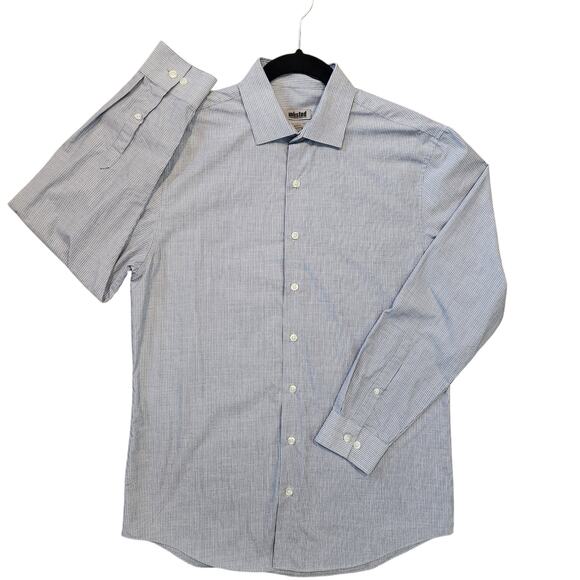 Unlisted by Kenneth Cole Button-down Dress Shirt, Slim Fit 15/15.5 Blue White - Picture 1 of 11